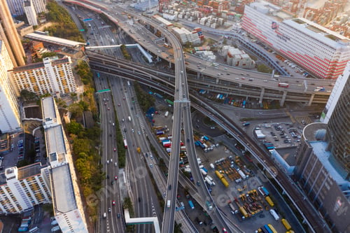 Preview: Kwai Tsing, Hong Kong, 14 February 2019:- Container Terminals and city traffic in Hong Kong