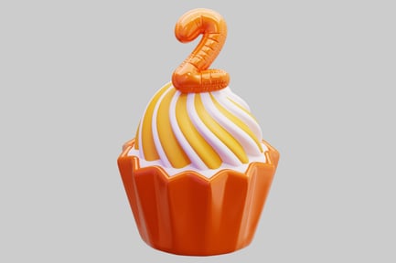 Preview: Orange Number Two Cupcake