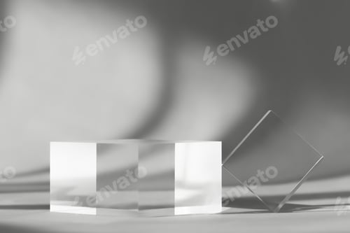 Preview: Pedestal cosmetic shadow display glass podium, acrylic block platform for product presentation