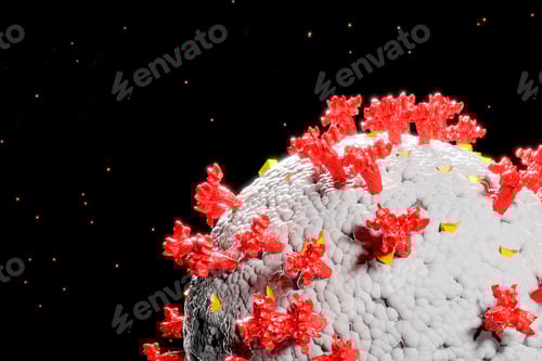 Preview: Coronavirus Cell Under Microscope on Black Background