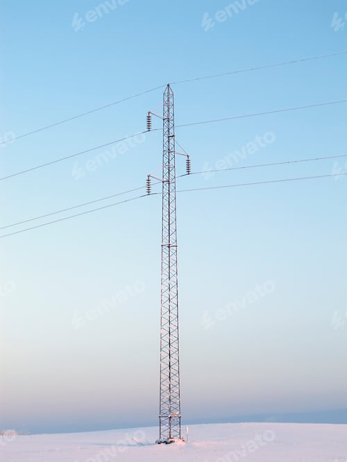 Preview: A photo of electricity lines in winter landscape