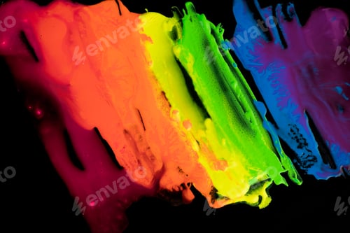 Preview: Multi-color paint drops and splotch on black background