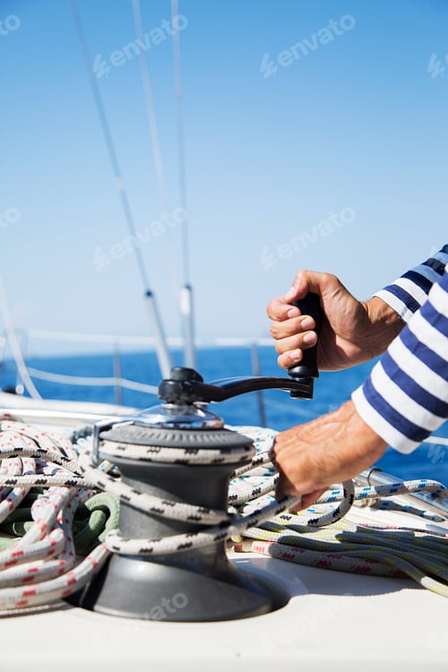 Preview: Man in action of pulling rope