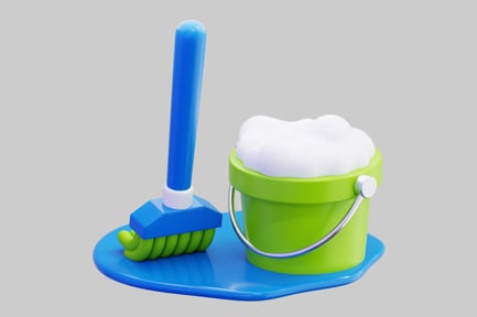 Preview: 3D Cleaning Supplies With Bucket And Mop
