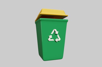 Preview: Green recycle bin with yellow lid