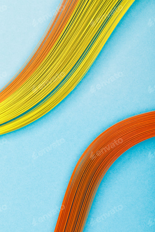 Preview: close up of multicolored abstract lines on blue background
