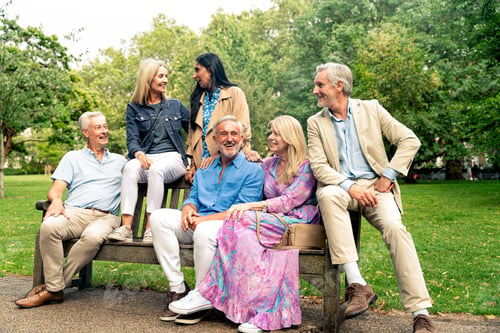 Preview: Senior group old buddies reunion in London