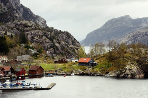Preview: Village and harbor, Lysefjord, Rogaland County, Norway