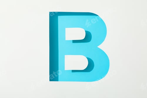 Preview: Color letter B on white background, space for text