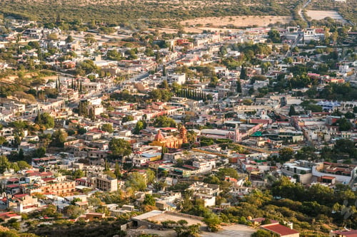 Preview: aerial view of town of bernal in mexico