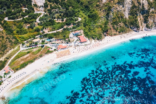 Preview: Aerial view of Petani Beach on the Kefalonia Island, Greece