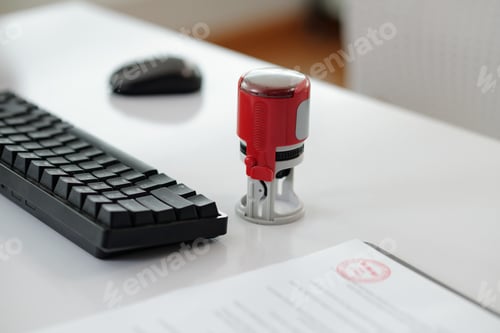 Preview: Workplace With Stamp For Documents