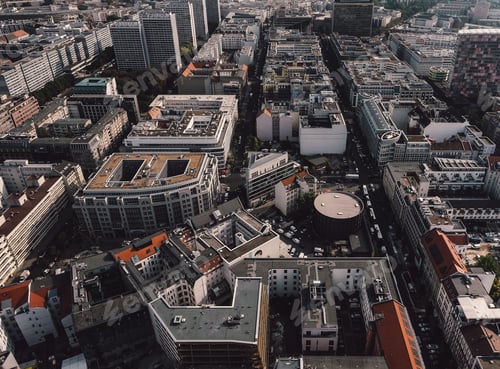 Preview: High angle shot of the buildings and streets of a city