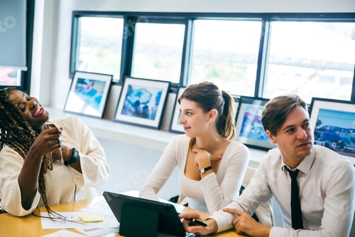 Preview: Group of marketing professionals having a meeting. Creative business team brainstorming