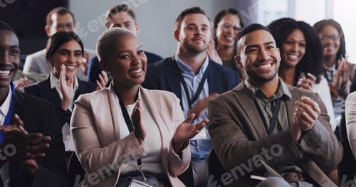 Preview: Shot of a group of businesspeople clapping during a conference in an office