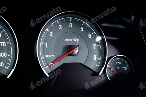 Preview: Close up shot of a speedometer in a car.