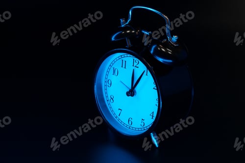 Preview: Alarm clock close up on black background