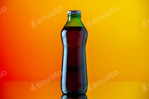 Preview: front view soda drink glass bottle on orange background