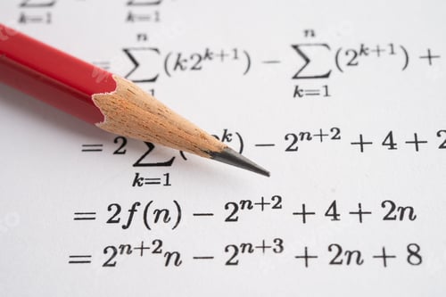 Preview: Pencil on mathematic formula exercise test paper in education school.