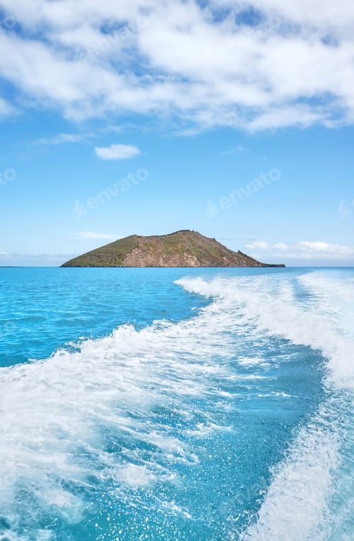 Preview: Seascape with a lonely island, Galapagos Islands, Ecuador.