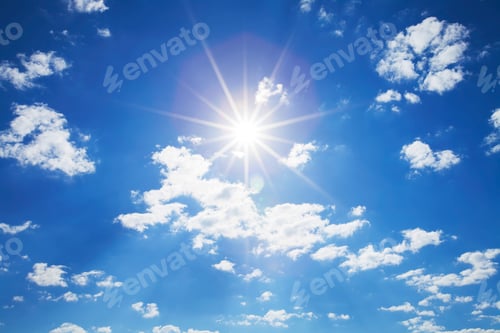 Preview: Brilliant Sun and Clouds in a Blue Sky