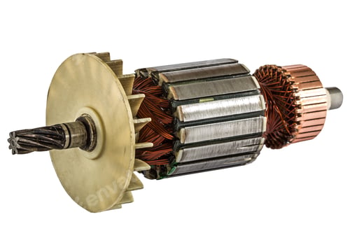 Preview: Rotor of electric motor close-up, isolated on white background