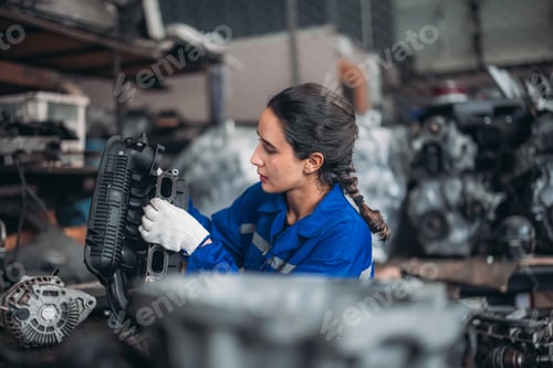 Preview: Car technician check engines, choose quality gear for precise repairs to ensure optimal performance
