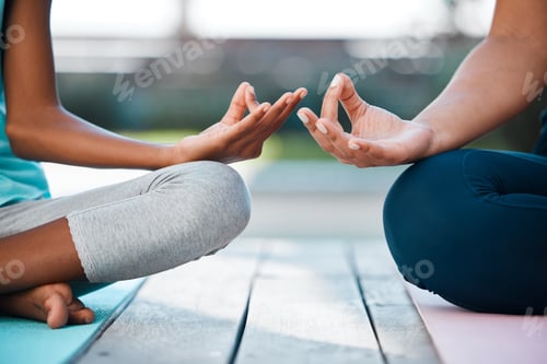 Child and Adult Yoga Practice Outside
