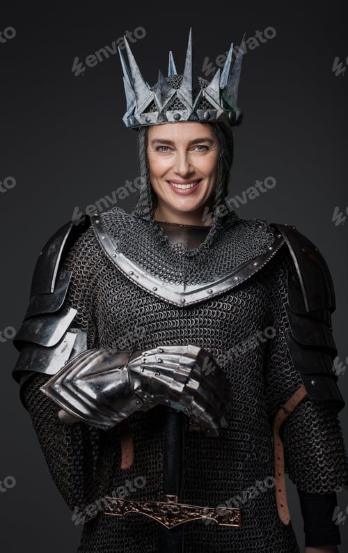 Preview: Stunning portrait of a female knight in medieval armor