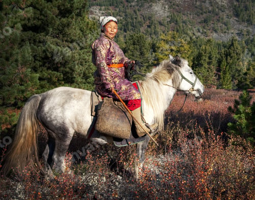Preview: Woman Riding A Horse In A Scenic View