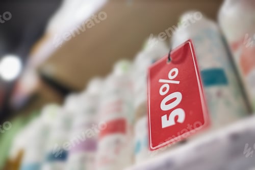 Preview: Close-Up of a Fifty Percent Discount Sign