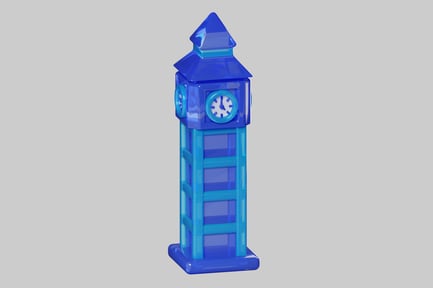 Blue tower clock