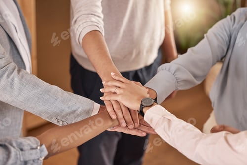 Preview: Business people, hands and teamwork in collaboration for meeting, trust or unity and community at t