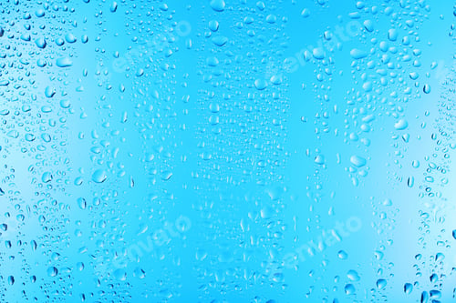 Preview: View of glass with water drops, closeup