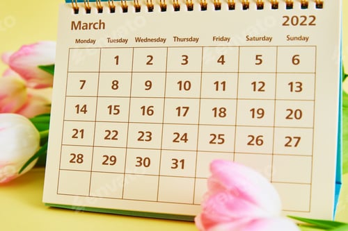 Preview: Calendar and flowers on yellow background