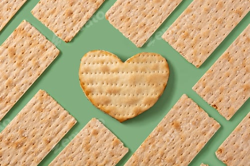 Preview: Traditional matzah bread pattern and heart shaped matzah