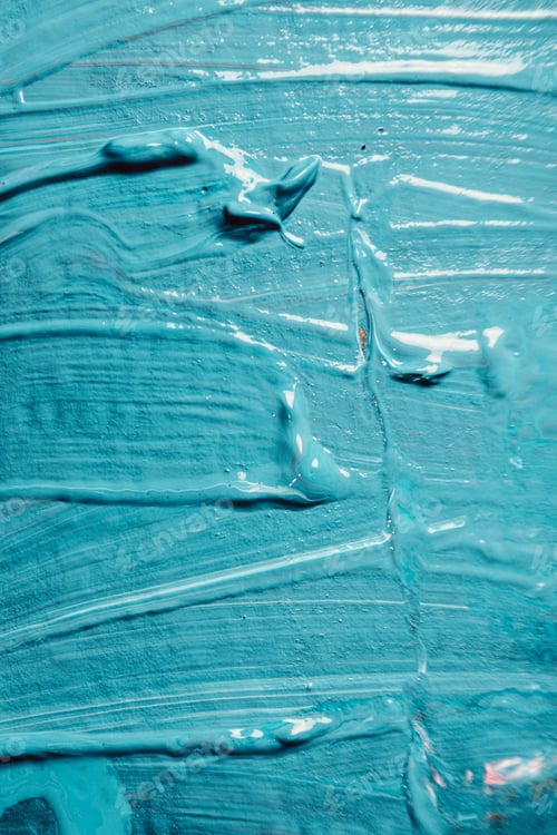 Preview: Colourful background of acrylic paint drops texture in saturated blue color, copy space
