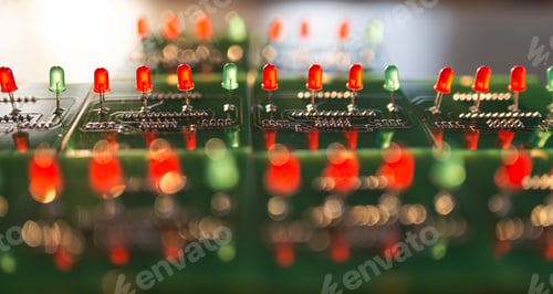 Preview: Close-up of a panel with red and green light bulbs