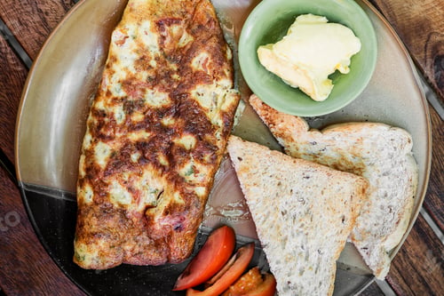 Preview: omelet omelette with toast simple breakfast set