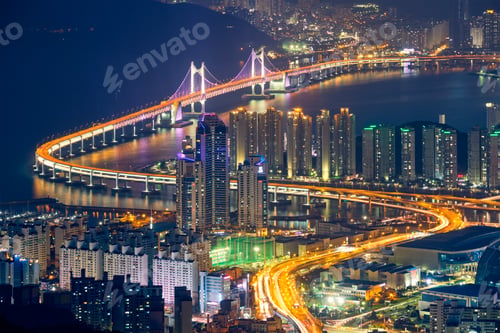 Preview: Busan cityscape Gwangan Bridge at night