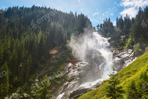Preview: Krimml waterfalls. Nature landmark in Salzburg region. Austrian scenery highlight