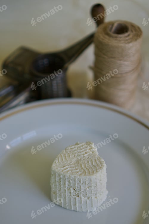 Preview: Close-up of Fresh White Cheese on a Plate