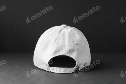Preview: White Baseball Cap on Black Background