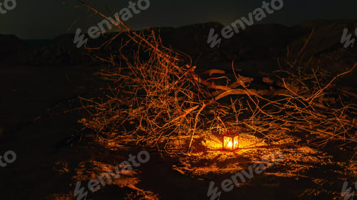 Preview: Old metal lantern in the night
