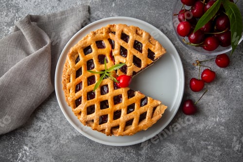 Preview: Delicious cherry pie with fresh cherries