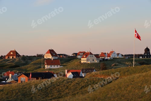 Preview: Picturesque scene of white houses on the hill in Lonstrup, Denmark