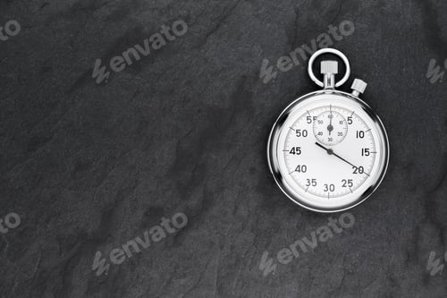 Preview: Silver Stopwatch on Dark Gray Stone Background