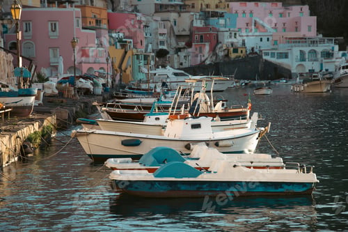 Preview: Beautiful fishing village, Marina Corricella on Procida Island, Bay of Naples, Italy.