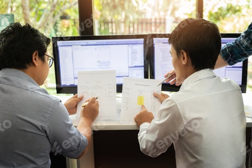 Preview: Programmers team working in a software developing. Developing programming and coding technologies.