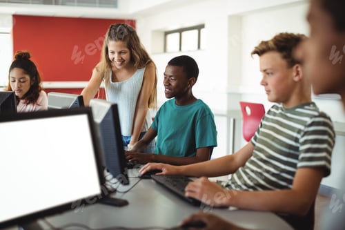 Preview: Students using computer in classroom